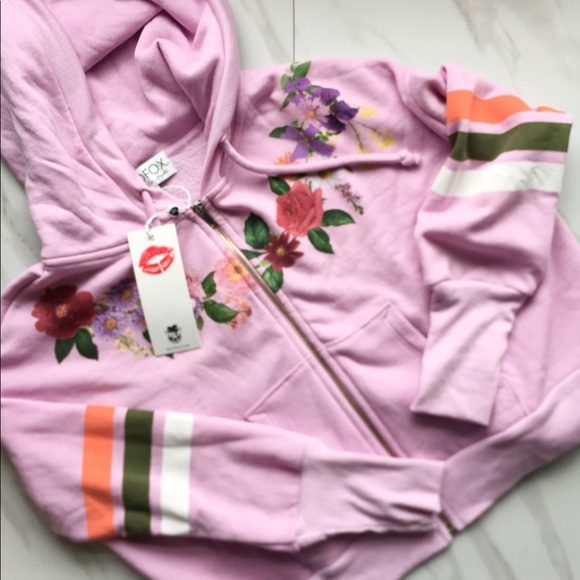 WILDFOX Pink Floral Oversized Theo Zip Up Hoodie - Picture 4 of 7